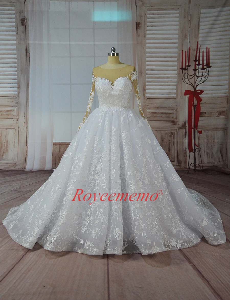 Vestido de Noiva с длинным рукавом бальное платье Винтаж Robe De Mariage специальное кружево Дизайн телесного цвета Тюль Свадебное завод