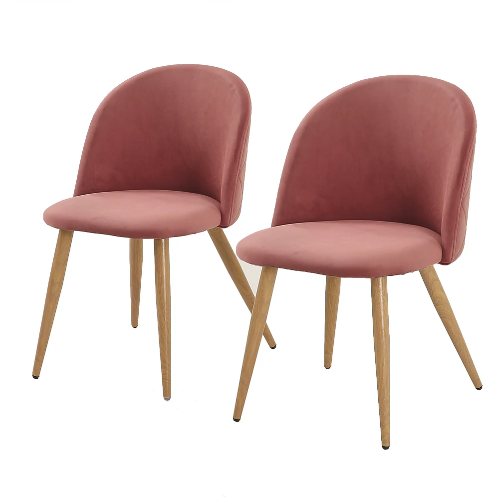 

2Pcs Modern Dining Chairs Soft-clad Wood Bread Chairs Velvet Dining Chair for Kitchen Living Room Leisure Side Chairs - US Stock