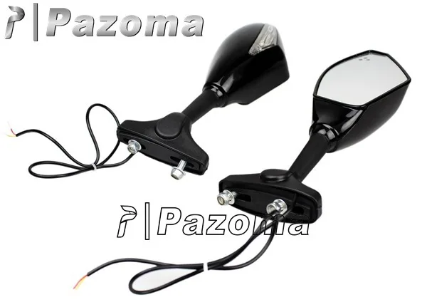 Мотоцикл Pazoma супермото зеркала с светодиодный поворотники интегрирована для CBR 250 500 600 1000 RR GSXR HAYABUSA