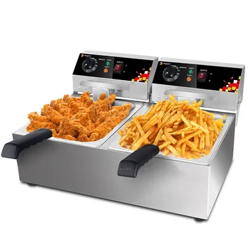 

20L Commercial electric fryer double oil tank restaurant equipment kitchen fryer stainless steel fryer container square