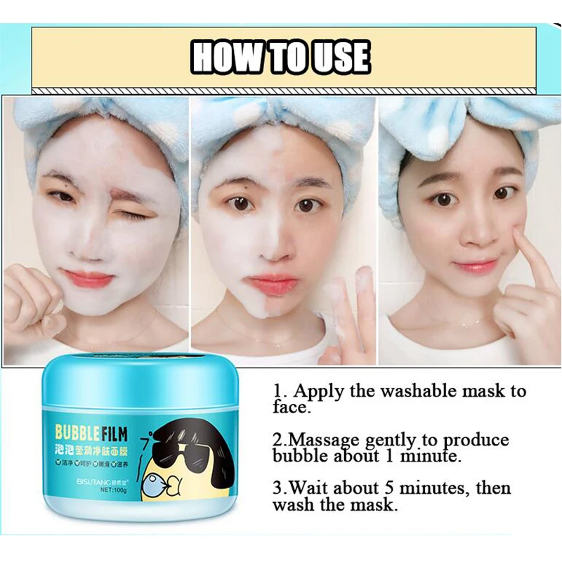 

BISUTANG Skin Care Sleep Treatment Foam Mask Whitening Hydration Cleansing Blackheads Moisturizing Mild Masks Anti Aging Facial