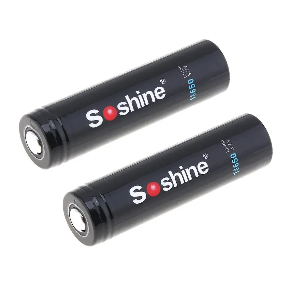 2 шт./компл. Soshine 18650 3,7 v 3600 mAh Li-Ion Перезаряжаемые Батарея с защищенный выключатель питания для Светодиодный Фонари фары