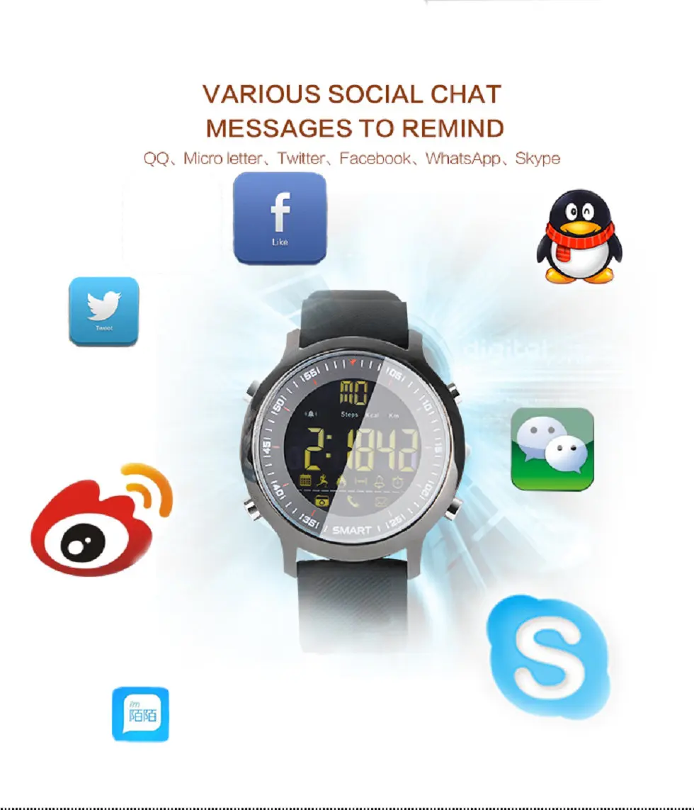 EX18 спортивные Смарт-часы IP68 Водонепроницаемые 5 АТМ шагомер Xwatch плавательные умные часы Bluetooth часы для смартфона