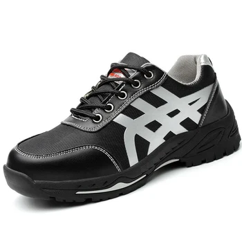 

new fashion large size men breathable mesh steel toe caps working safety shoes non-slip anti-puncture tooling security boots man
