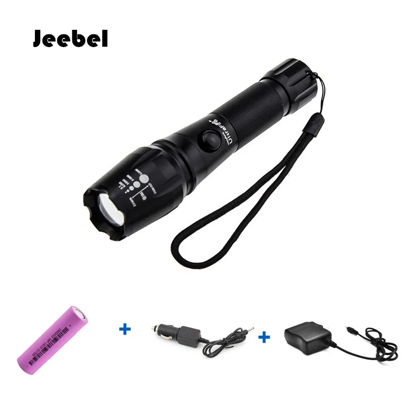 

UltraFire 3800 Lumens XM-L T6 LED Flashlight highlight Outdoor and held Zoomable Torch with 5 Light Modes Waterproof + Charger