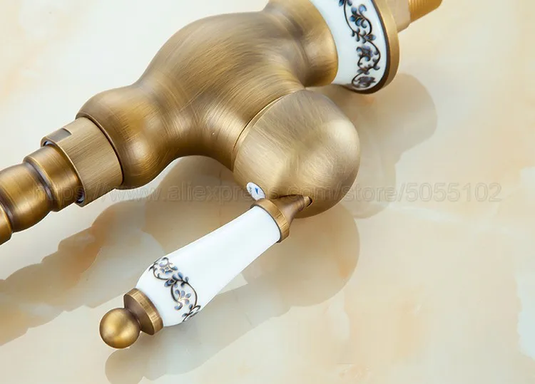 Antique Brass Kitchen Faucets Deck Mounted Mixer Tap 360 Rotation Features Mixer Tap For Kitchen & Bathroom znf510