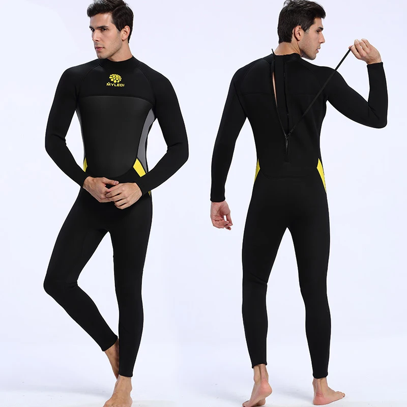 Men 3mm black one piece diving suit thermal insulation cold wetsuits