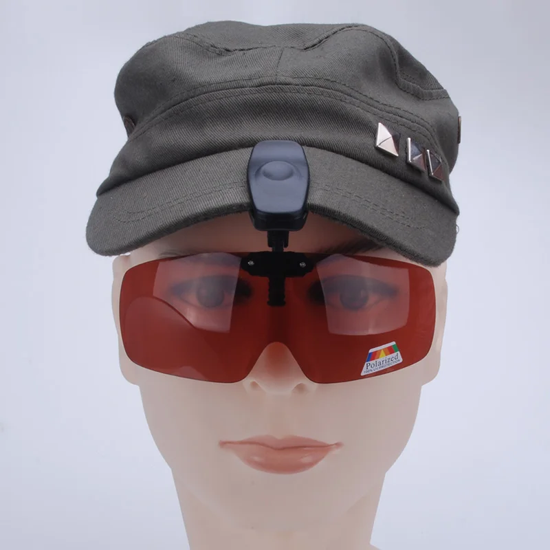 

Vazrobe Clip on Polarized Sunglasses men women Flip Up Clamp Cap Driving Glasses UV400 adjustable yellow/red lens