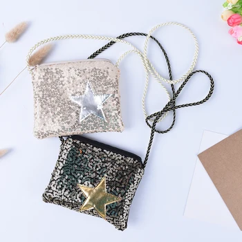 

New Style 1PCS Girls Small Sequins Coin Purse Change Wallet Kids Bag Coin Pouch Children's Star Wallet Money Holder Kids Gift
