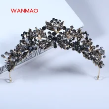 High-grade retro crown black handmade headdress bride crown wedding hair accessories dress accessories headband jewelry HD214