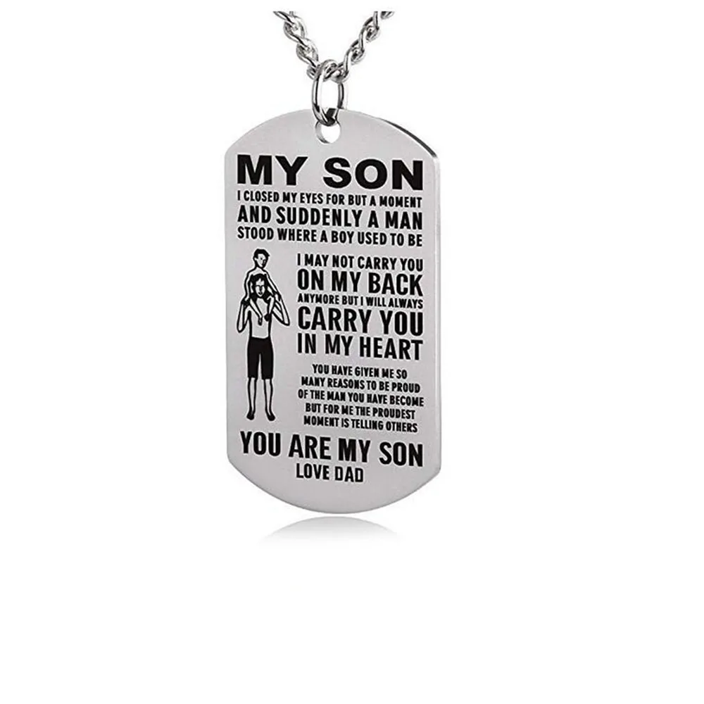 Кулон с собачьей биркой Yamily MY SON LOVE DAD колье из нержавеющей стали для мужчин и