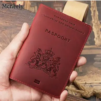 

Hot Netherlands Crazy Horse Genuine Leather Passport Cover Solid Passport Holder Business Unisex Durable Travel Wallet Case Hot