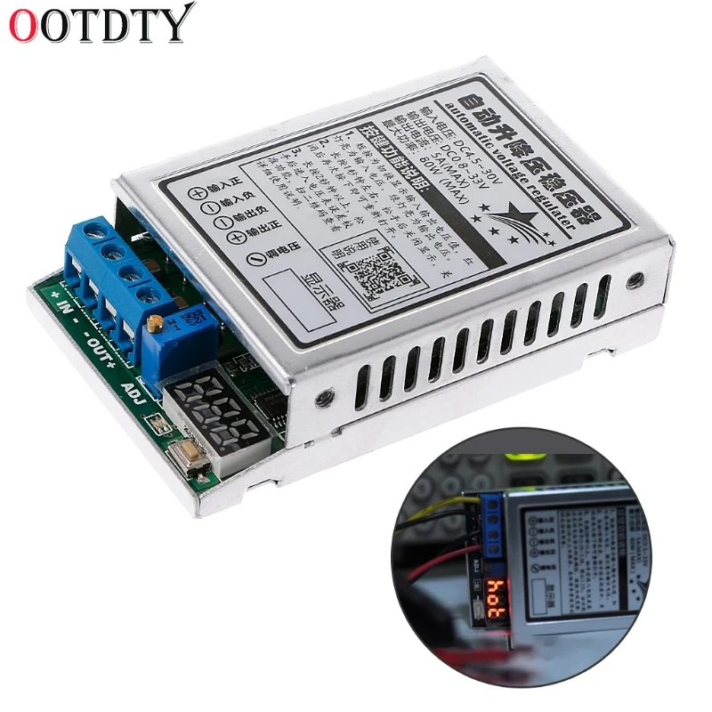 

OOTDTY DC-DC 5V12V24V Automatic Step Up and Down Regulator Module Stabilizer 5A/80W With voltage display adjustable Power module