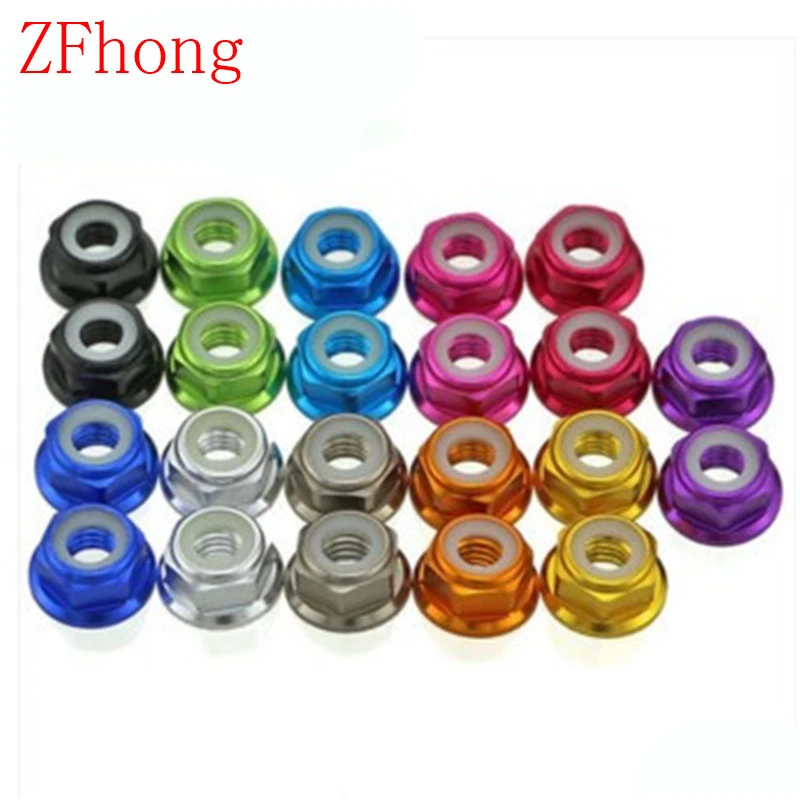M2-M8 Colors Aluminum Alloy Flanged Nyloc Nuts Flange Nylon Insert Locking Nut M2-M8 Colors Aluminum Alloy Flanged Nyloc Nuts Flange Nylon Insert Locking Nut