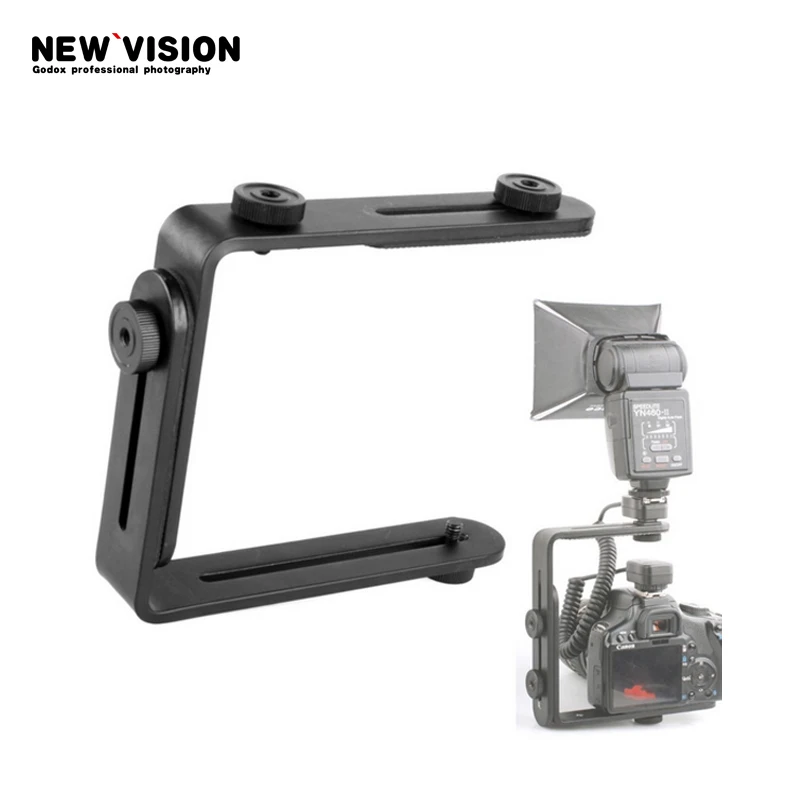 Dual L Universal Adjustable Flash Bracket For Canon Nikon Sony Pentax