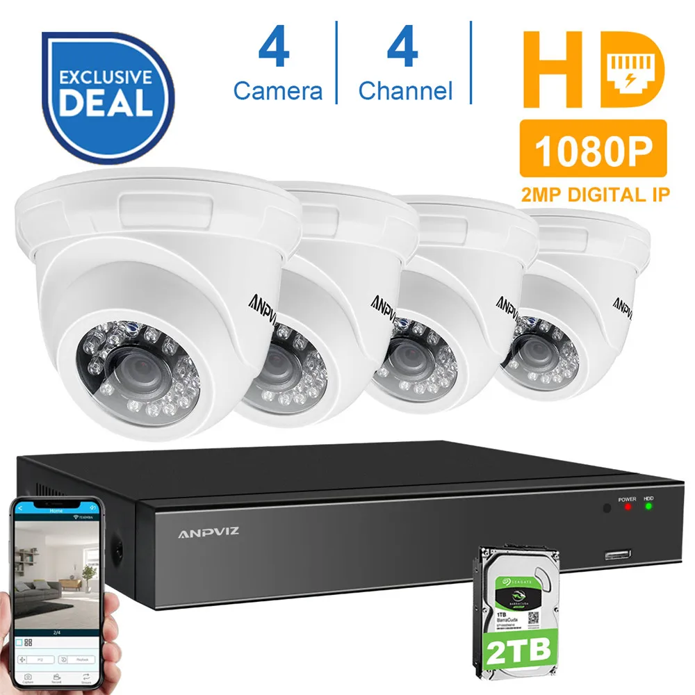 

4CH 1080P POE NVR Kit CCTV Security System 2.0MP Vandalproof Dome Indoor Outdoor POE IP Camera Video Surveillance System