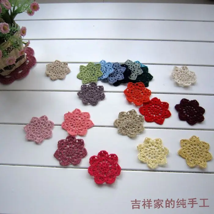 

( 50 pcs/lot) Free shipping 7cm wholesale 100% cotton crafts Crochet flower heads with good quality