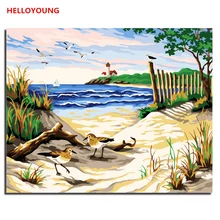 YH007 DIY Ручная роспись маслом красивый морской пейзаж цифровая живопись по номерам Масляные картины китайские картины-свитки