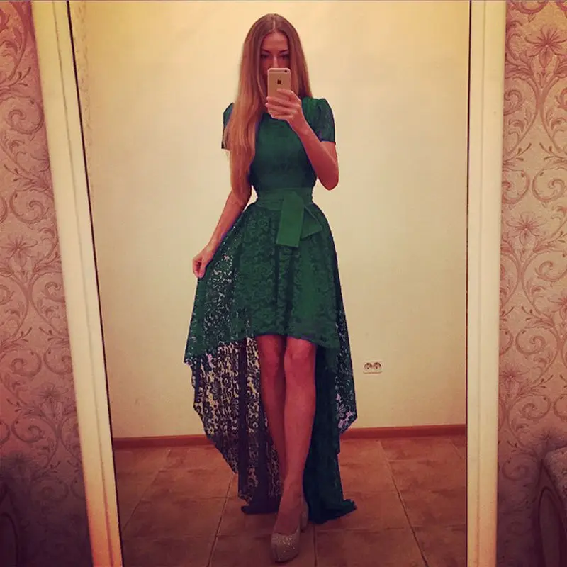 

MeiHuIDa 2018 New Style Fashion Women Irregular Formal Dresses Long Attire Party Ball Lace Dress