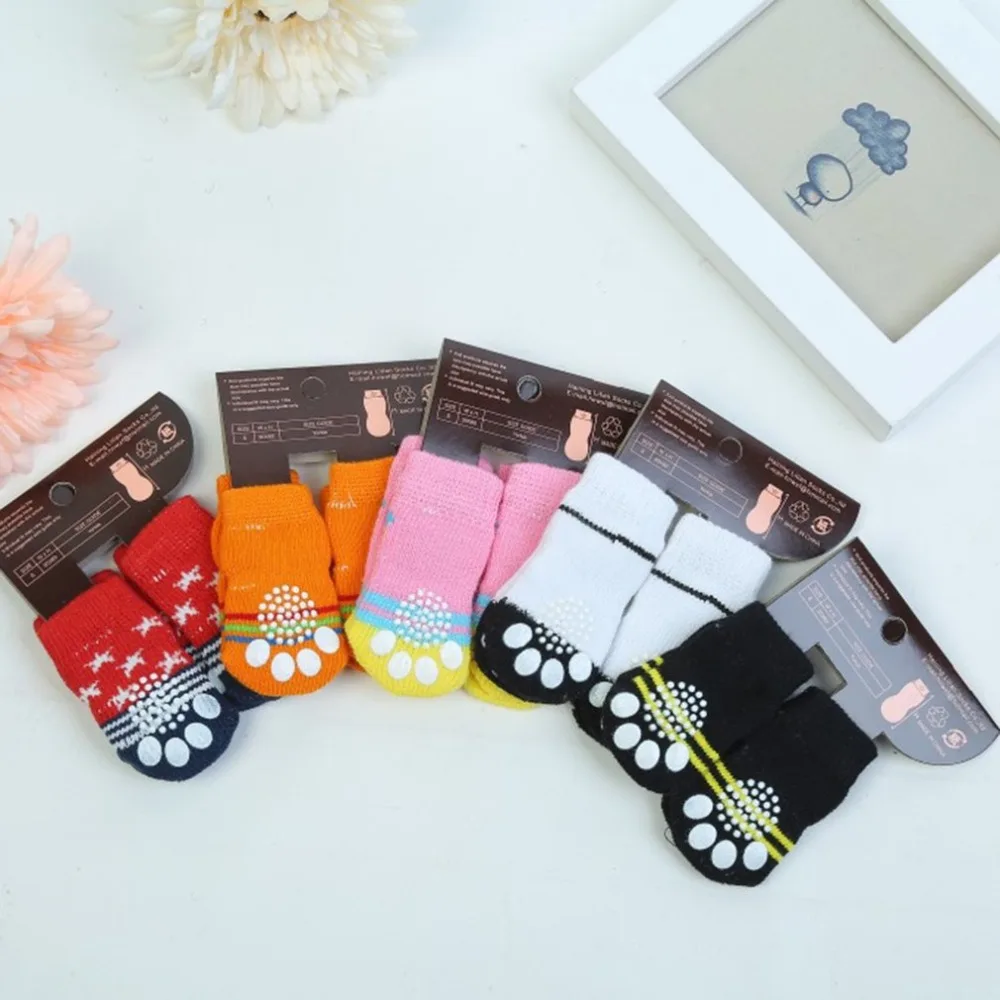 

Random color Fashion Cartoon Cute Pet Socks Soft Comfortable Cotton Socks Shoes Anti-slip Socks for Dogs Thick Warm Boot Socks