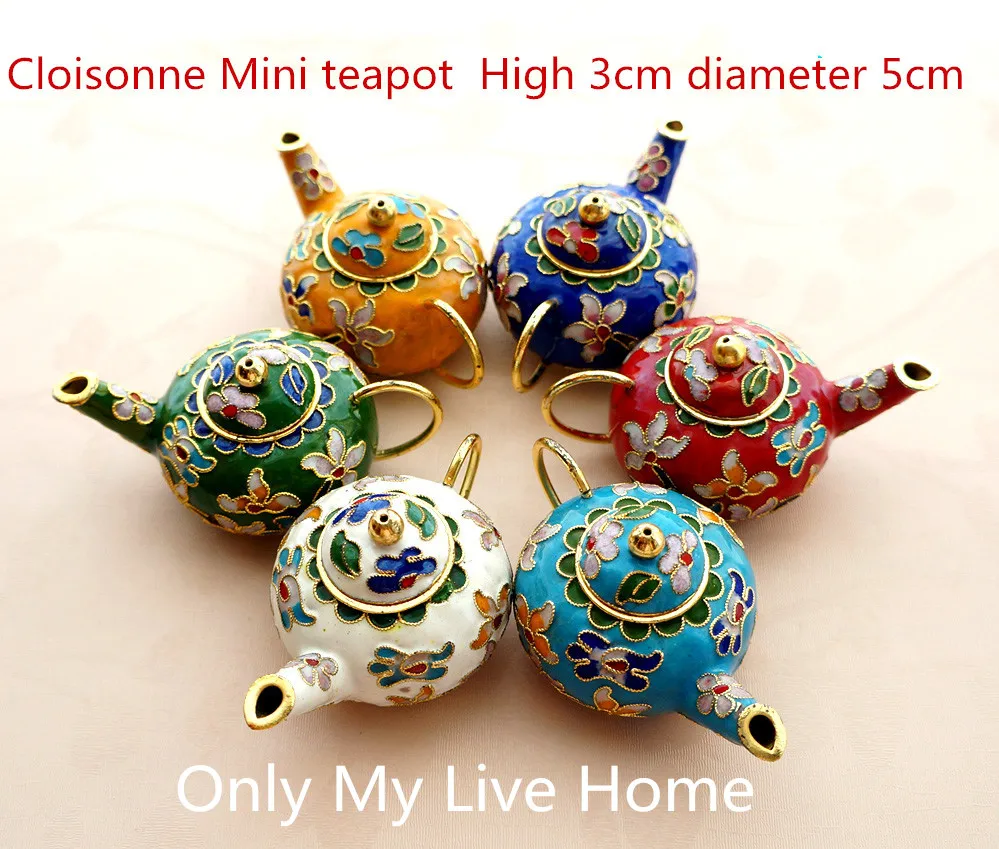 Collectible set 6PCS beautiful Cloisonne Enamel Teapots MiNi Ornament Pot 