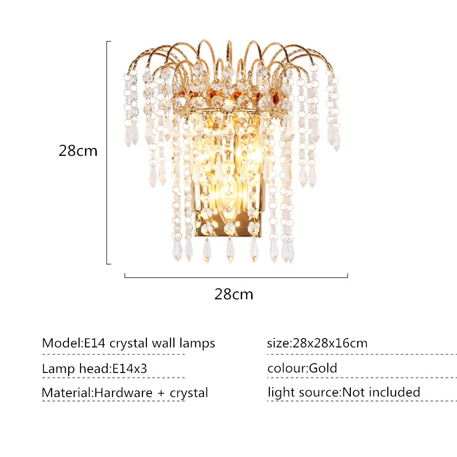Современный хрустальный настенный светильник E14, хромированный настенный прикроватный бра, настенный светильник для гостиной, лампа для коридора/стирального стола, украшение для дома