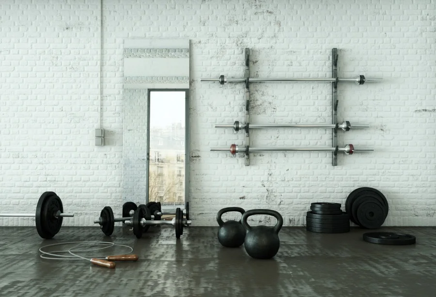 

Laeacco Gym Brick Wall Wooden Floor Barbell Photography Backgrounds Customized Photographic Backdrops For Photo Stadio