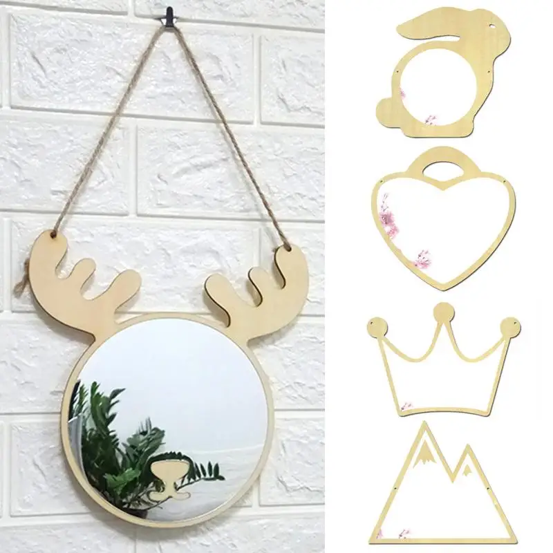 Children wood Cartoon Decorative Mirror Bathroom Baby Room ...