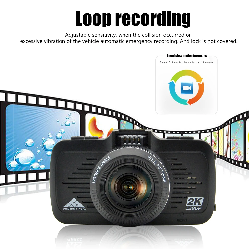 Junsun A799 Car DVR Camera GPS 2 in 1 Ambarella A7LA50 with Speedcam Super Full HD 1296P Dash Cam Video Recorder Blackbox