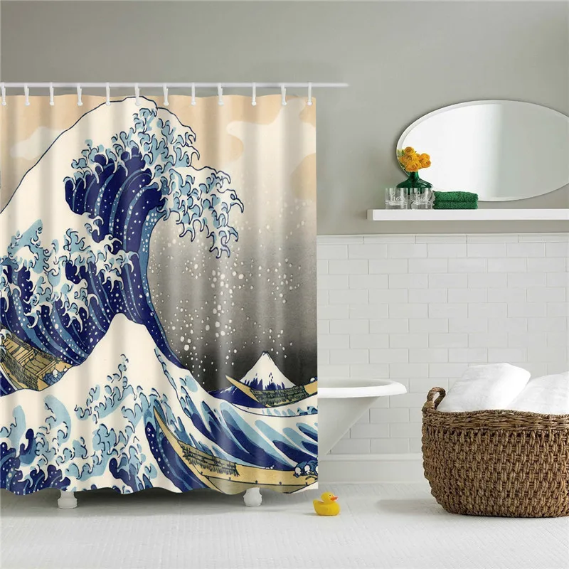 Высокое качество 3d морской пейзаж полиэстер занавески для душа ткань Ванная комната экран с крючками украшение дома занавеска для ванной