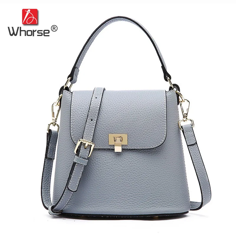 

New Fashion Small Ladies Bucket Bag Genuine Leather Womens Real Cowhide Handbag Shoulder Messenger Bags For Women W09940