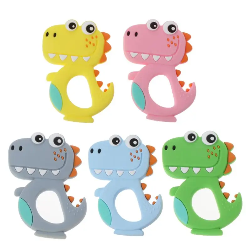 

Food Grade Silicone Teethers DIY Animal Dinosaur Baby Ring Teether Infant Chew Charms Kids Teething Gift Toddler Toys Feb-15