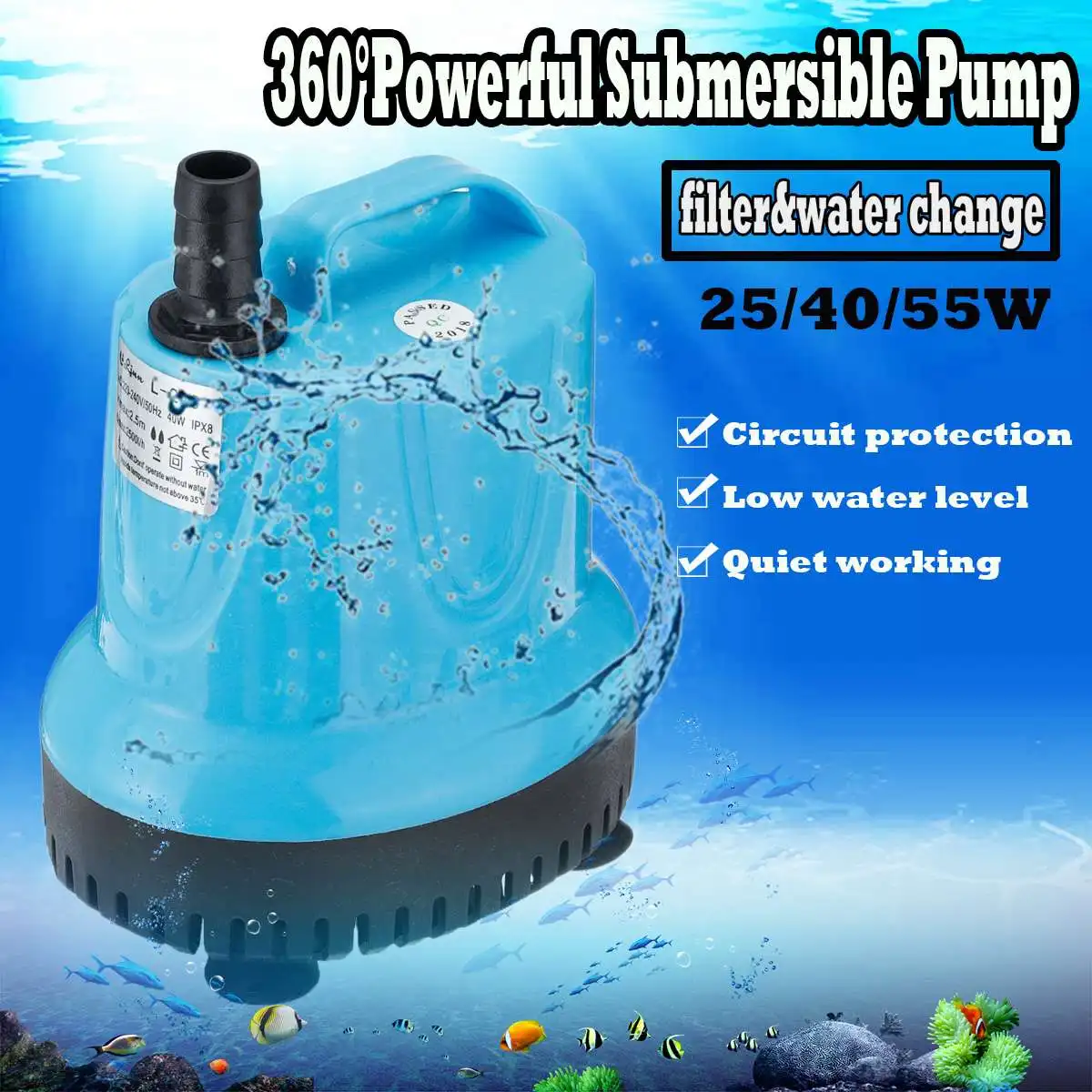 

25W 40W 55W Electric Ultra-quiet Water Pump Submersible Pump Fish Tank Water Flow Aquarium Pond Fountain Water Pump