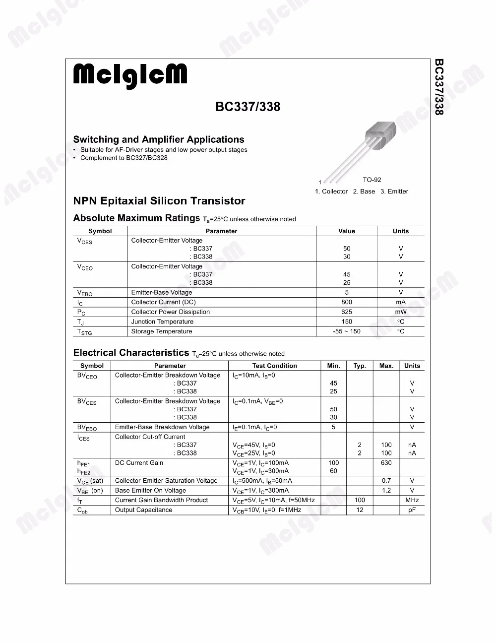 MCIGICM 5000 шт. BC337 линейный триодный транзистор TO-92 0.8A 45 в NPN