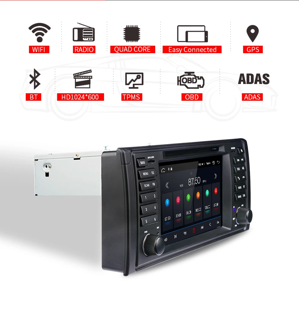 Clearance Kapud  Android 9.0 Navigation With DVD 7” Car GPS  Free Shipping SWC Canbus  MIC Bluetooth for BMW E53 Original Car Multimedia 1