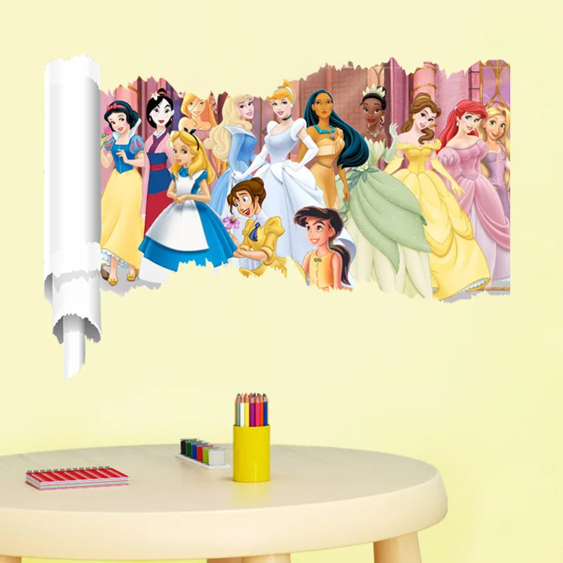 

Snow White Ariel Belle Cinderalle Anime Princess 3d Wall Sticker For Kids Room Home Decoration Cartoon Mural Art Girls Decal