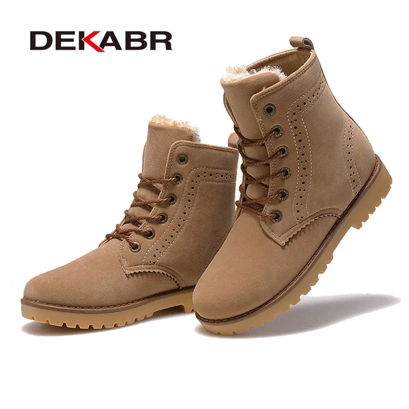 

DEKABR New Fashion Handmade High Quality Winter Warm Boots Plus Fur Ankle Boots Comfortable Shoes Woman Boots Big Size 35~44
