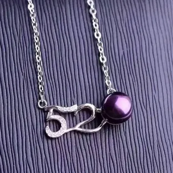 

natural black pearl s925 sterling silver letter 520 Pendant Necklace rolo chain personality fine jewelry gift for women