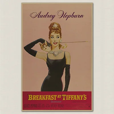 Одри Хепберн часть винтажная Ретро Матовая крафт-бумага античный плакат Настенная Наклейка домашний декор - Цвет: Тёмно-синий