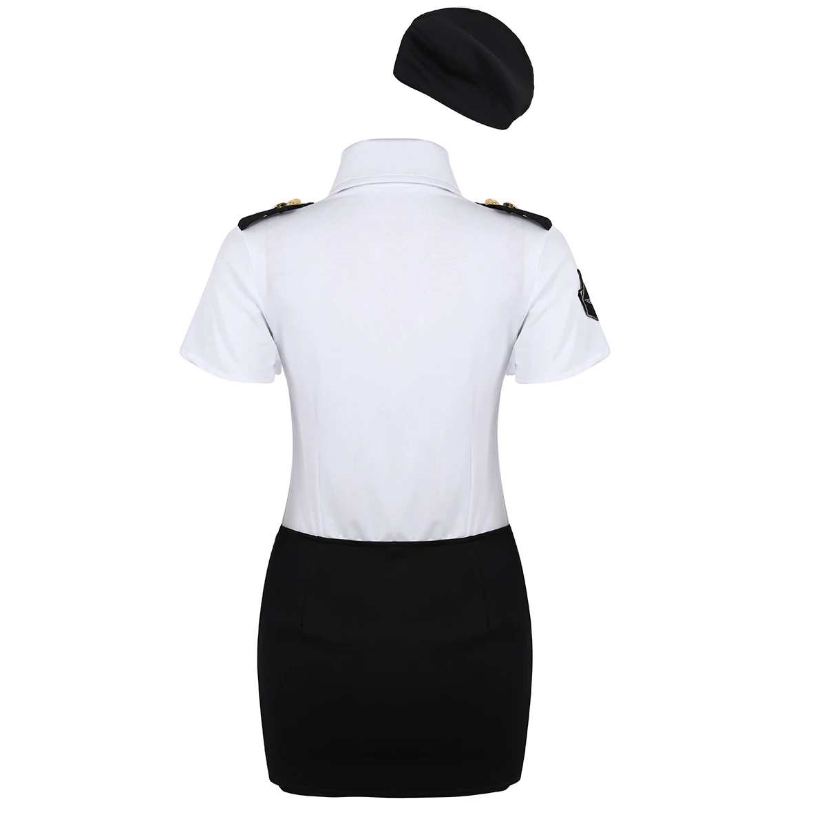 Женский Полицейский белый косплей-костюм с отложным воротником с короткими рукавами рубашка с обтягивающая мини-юбка шляпа и галстук