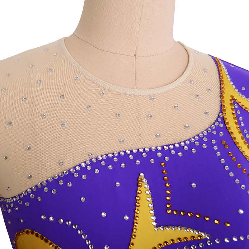 customized clothes figure skating dress rhythmic gymnastics long sleeve pink adult child girl show skirt performance rhinestone