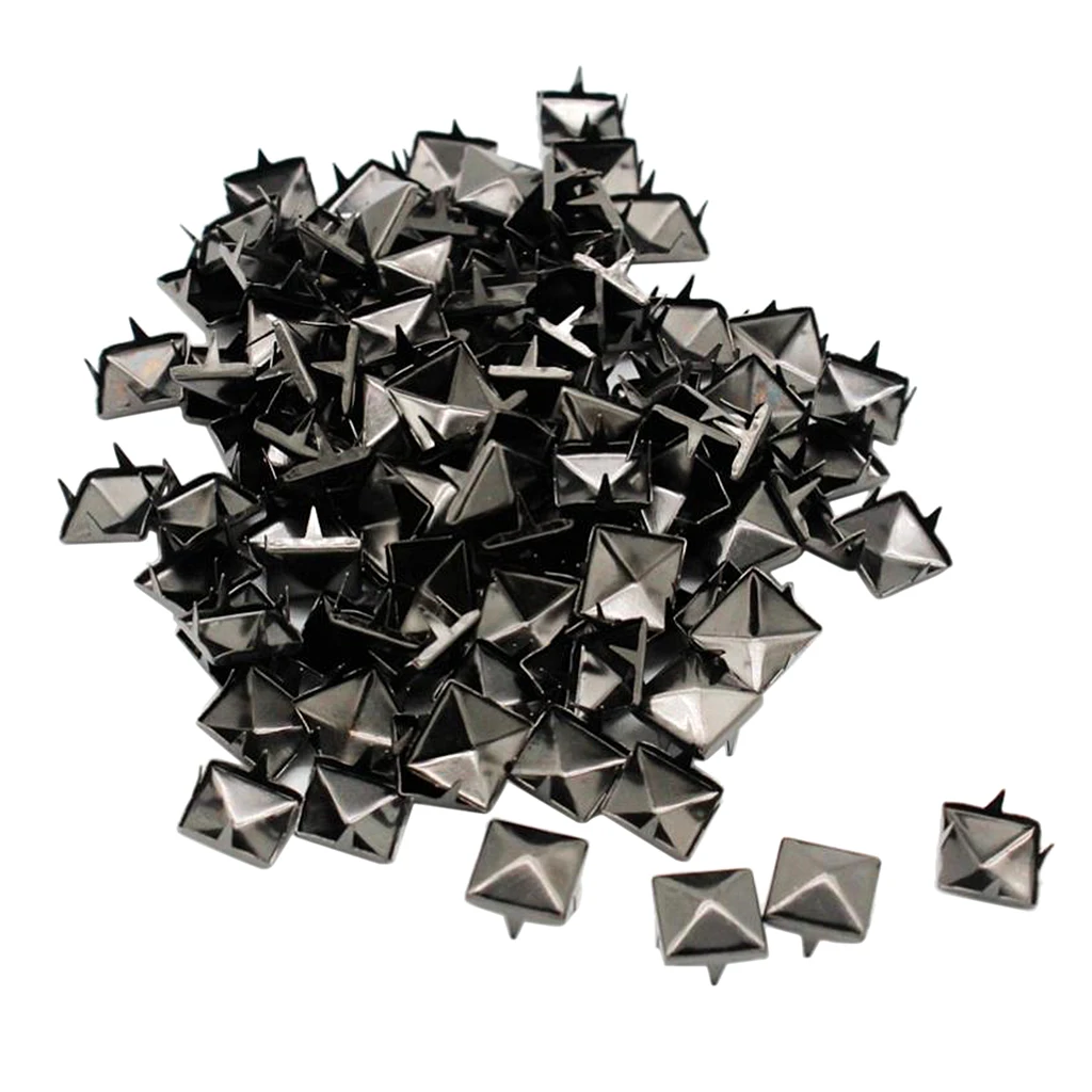100 Sets 10mm Pyramid Square Rivet Stud and Spikes Nailhead Garment Rivets for Belts Leathercraft