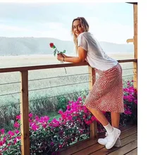 Высококачественная шелковая Женская контрастная юбка с принтом сердца- женская модная юбка