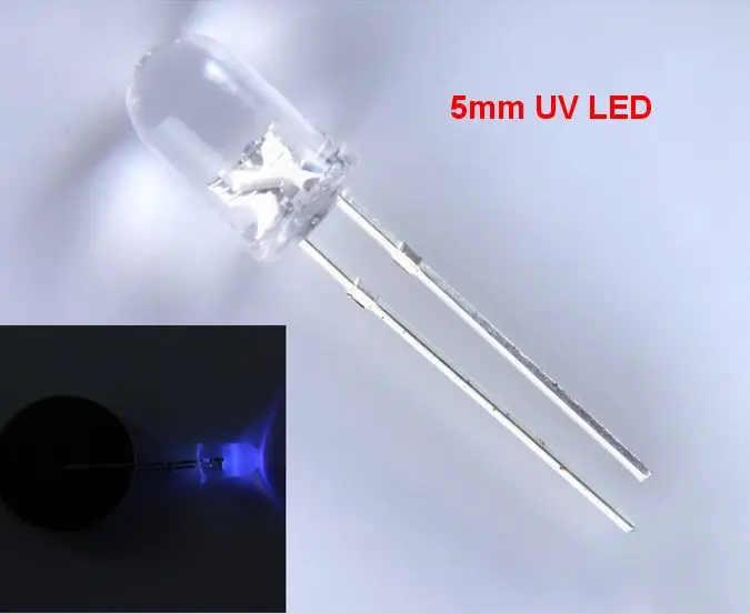 Новый 50 шт./лот мм 5 мм сверхяркий ультра светодио дный фиолетовый светодиодный УФ-лампа светодио дный LED 395-400nm Бесплатная доставка
