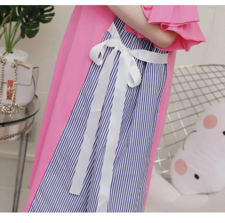 Летнее платье для беременных 2019 новая Корейская версия свободные шить летнее платье для беременных Беременность платье