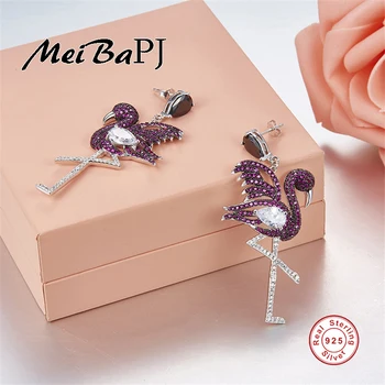 

[MeiBaPJ]Very Beautiful Flamingo Drop Earrings S925 Silver Earrings Jewelry Fashion Personality Temperament all-match for Women