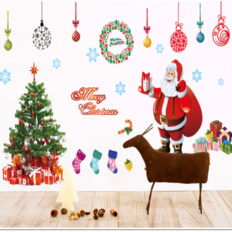 free shipping merry christmas wall sticker diy santa claus xmas tree decoration quality guaranteed home decor 3d wall decoration - Christmas Wall Decor free shipping merry christmas wall sticker diy santa claus xmas tree decoration quality guaranteed home decor 3d wall decoration - Christmas Wall Decor