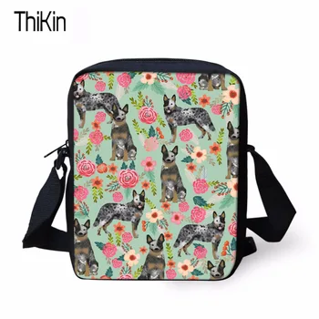 

THIKIN Women Crossbody Bag Australian Cattle Dog Florals Cream Printing Handbags For Children Boys Girls Casual Messenger Bags