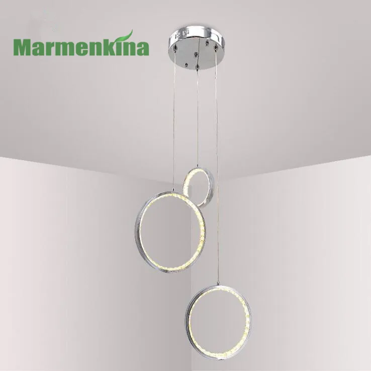 Светодиодный круглый алюминиевый хрустальный кулон современное минималистическое освещение круглое кольцо спальня гостиная ресторан огни