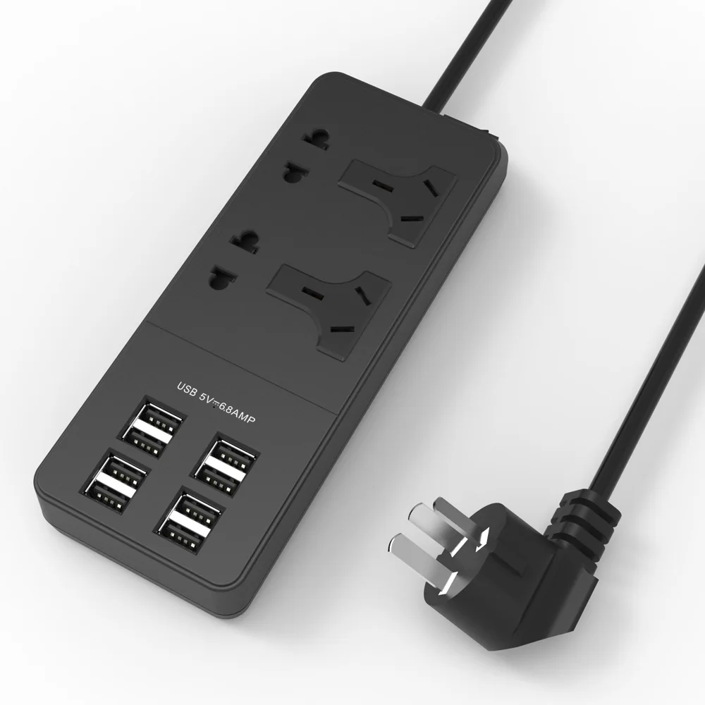 

New Socket Power Strip Surge Protector wall Outlets UK/EU extension plug smart USB socket 4 AC 8 USB Ports Power cube Long Cord